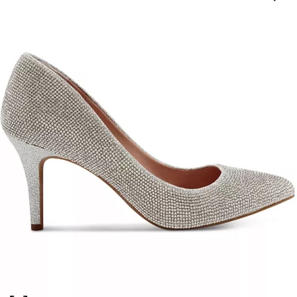 INC International Concepts Women's Silver Crystal Zitah Embellished Pumps sz 9